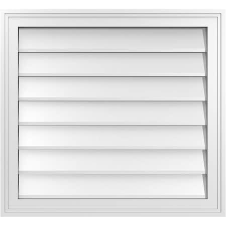 Ekena Millwork Vertical Surface Mount PVC Gable Vnt: Non-Functional, w/2"W x 1-1/2"H, Brickmould Frame, 26"W x 24"H GVPVE26X2402SN